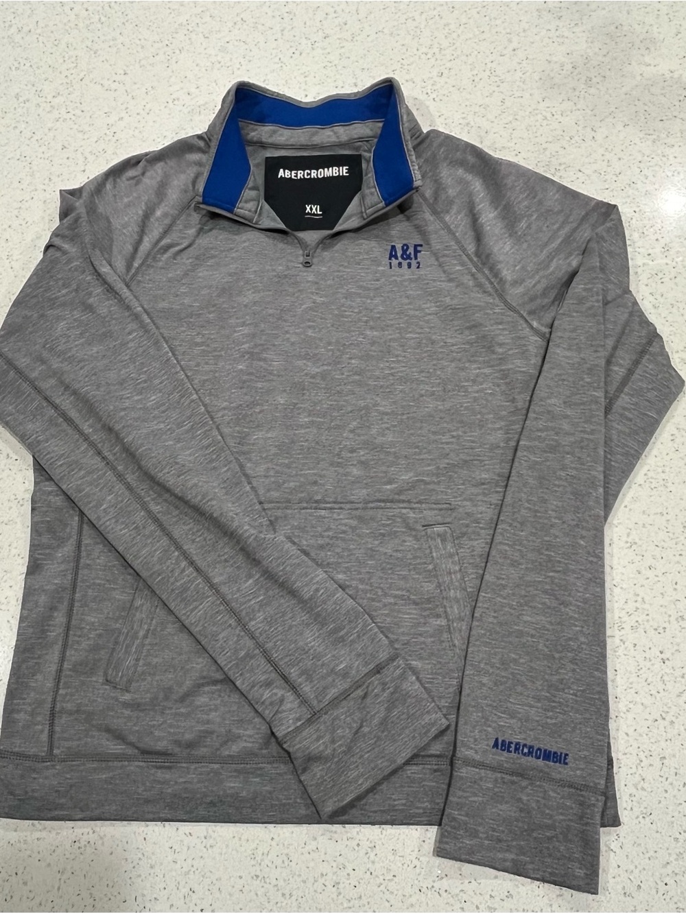 Abercrombie & Fitch Men's XXL Heather Gray Long Sleeve 3/4 Zip Pullover